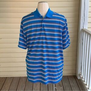 Nike Golf Dri Fit Standard Liquid Mesh Polo Shirt Sz XL Sport Blue Striped